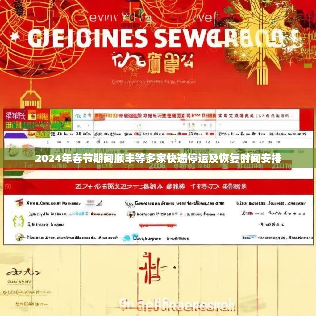 2024年春节期间顺丰等多家快递停运及恢复时间安排